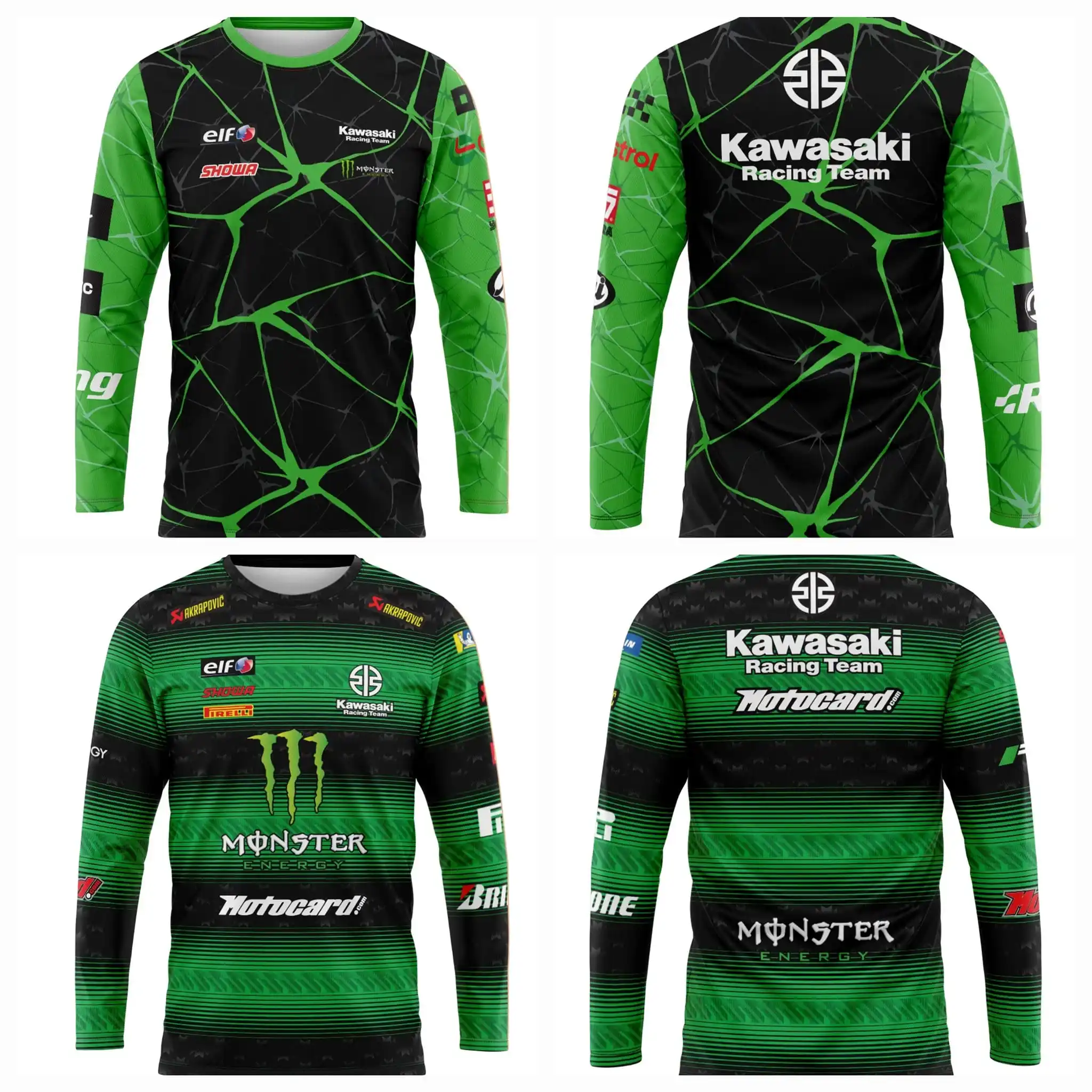 

New Kawasaki Racing 3D Printed Long Sleeve, Breathable and Quick Drying, Comfortable for Riding Sports