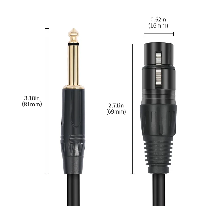 Cable de Audio XLR a 6,35mm, micrófono, Cable de Audio analógico equilibrado para amplificador mezclador de guitarra electrónica, AUX 6,5mm a XLR hembra
