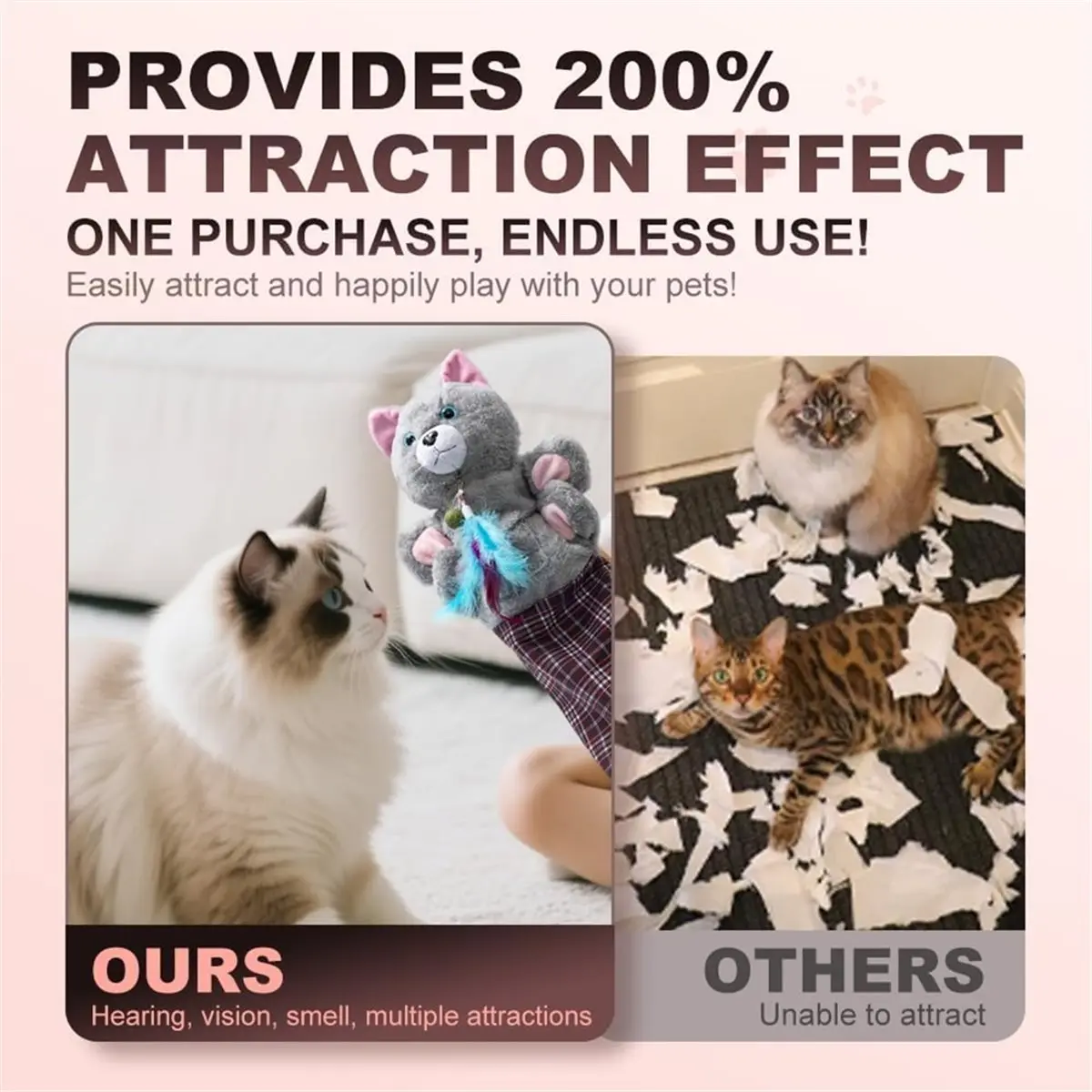Homegood Interactive Cat Wrestling Puppet Toy with Feather Teaser - Thickened Bite-Resistant Training Glove for Safe Play