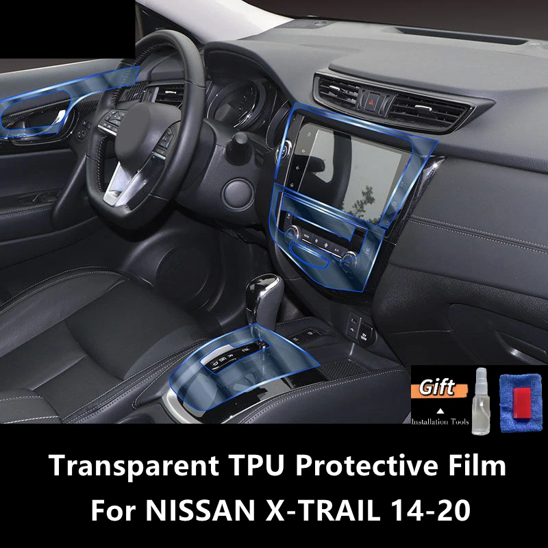 

For NISSAN X-TRAIL 14-20 Car Interior Center Console Transparent TPU Protective Film Anti-scratch Repair Film Accessories Refit