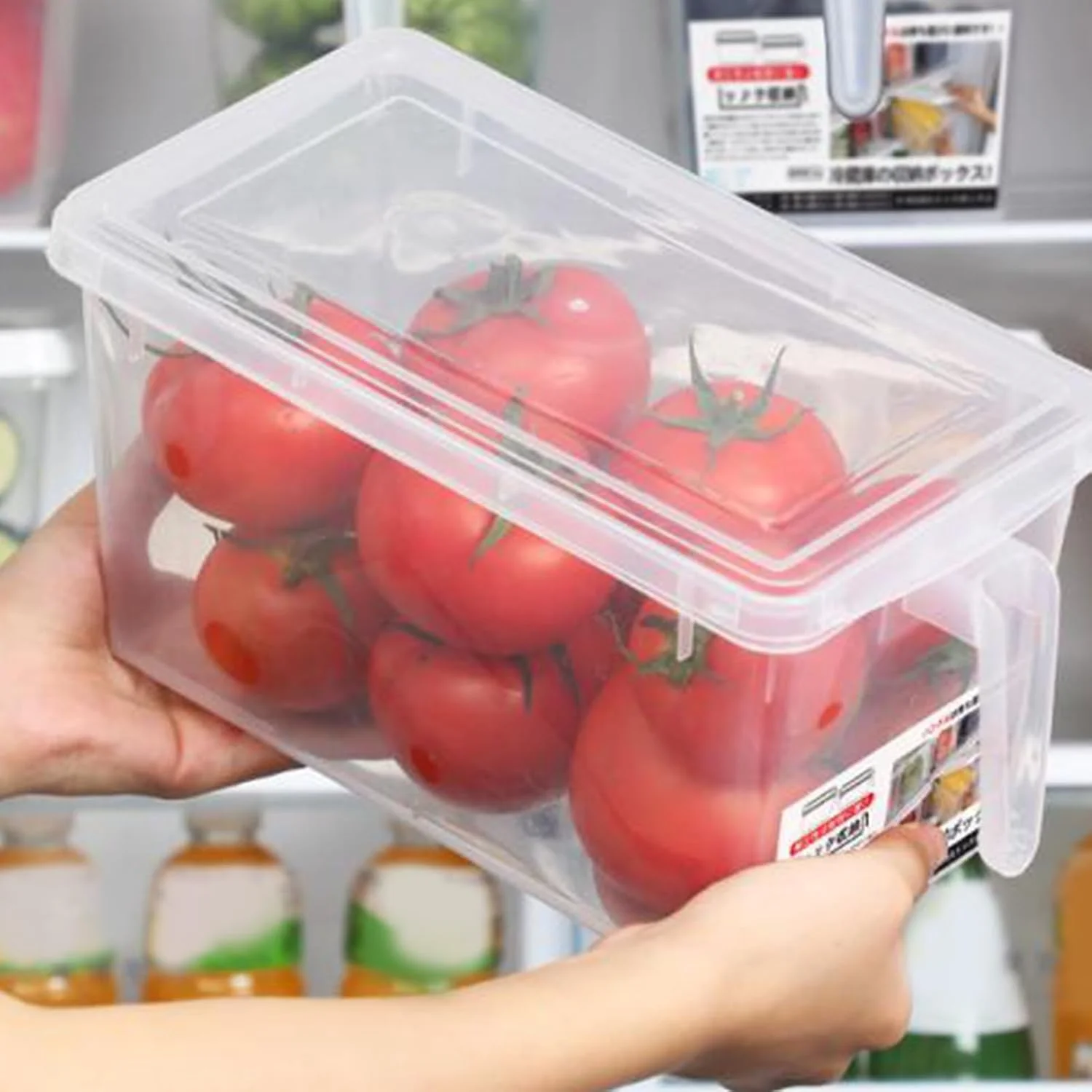 Airtight Fruit Containers,Food Container Divided Veggie Tray with Lid Refrigerator Organizer Bins Plastic Food Containe