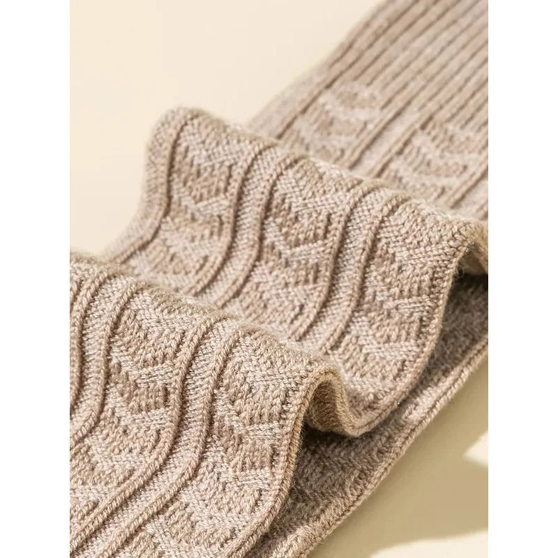 Pressure-Free Knit Women Calf Warmers Jacquard Stirrups High Socks Leg Warm Knee Sleeve Ankle Trim Boot Socks Fall Winter