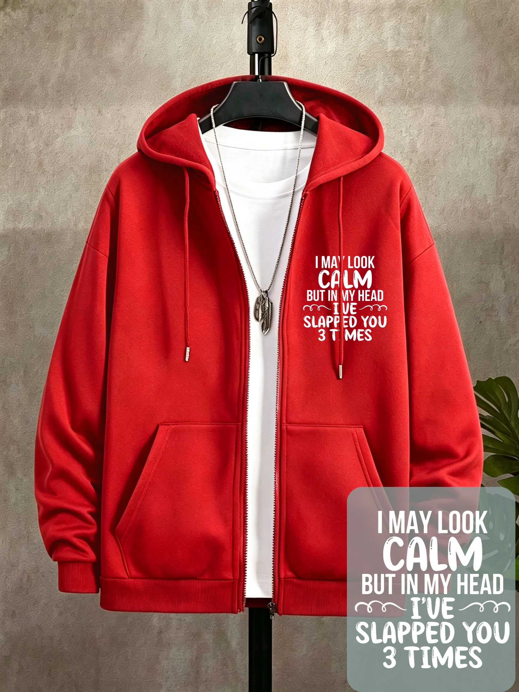 Slapped You 3 Times In My Head Design Zipper Hoody Men Gym Casual Tracksuits Autumn Loose Hoodies Fleece Unisex Sportswear