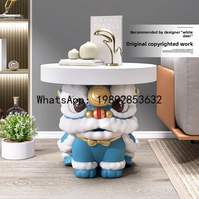CZ New Chinese Style National Trend Lion Dance Living Room Storage Floor Ornament Home TV Cabinet Sofa Side Bedside Table
