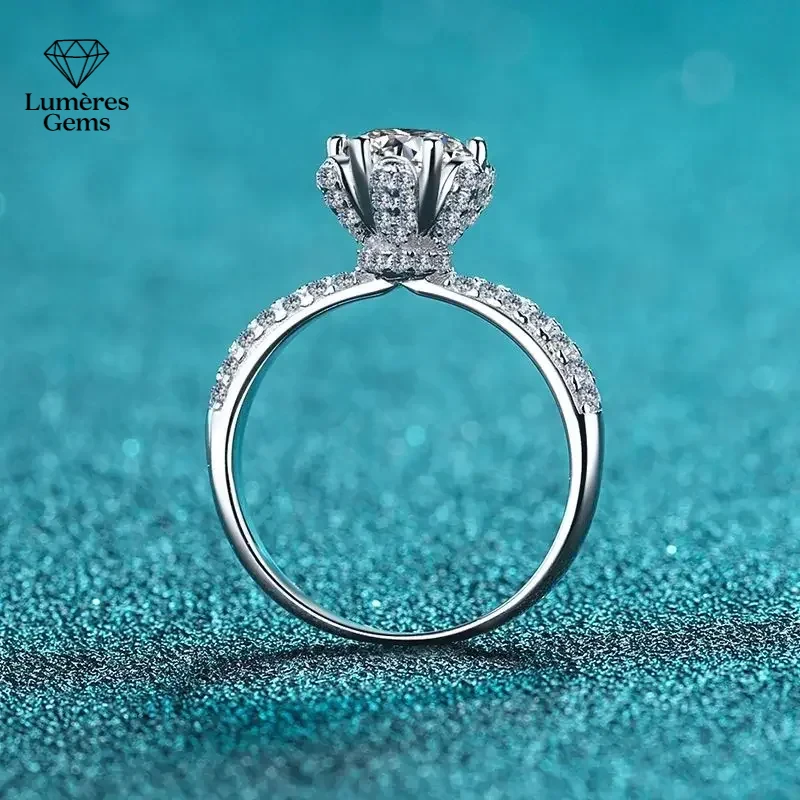 

Platinum Pt950 18K White Gold Ring For Women 1/2/3/5 Carat Moissanite Diamond Rings Petals Six Claws Wedding Jewelry Engagement