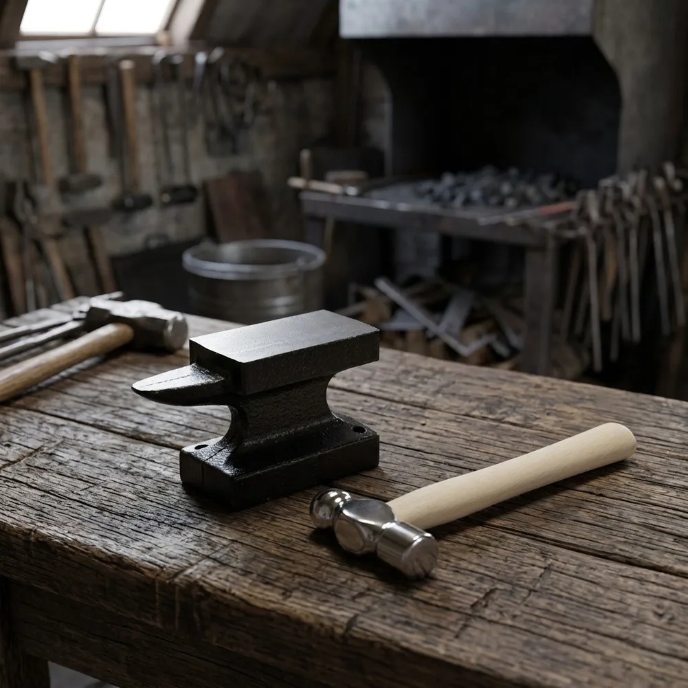 For Jewelry Crafting Tool Set Cast Iron For Anvil 14x23x5cm Plus Ball Peen Hammer for Ring Bending and Sheet Flattening