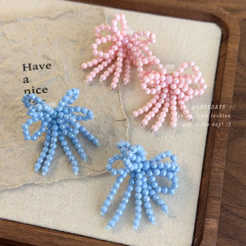 

Beaded Bow Shoe Charms for Sneakers Pink Handmade Tassel Sweet Spring Summer Girls Premium Sparkly Durable Shoe Clips for DIY