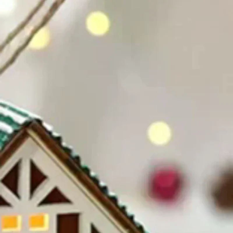 LED Wooden Christmas House Mini Xmas Snow Houses Wooden Winter Village Building Figurines Table Ornaments Holiday Party Decor