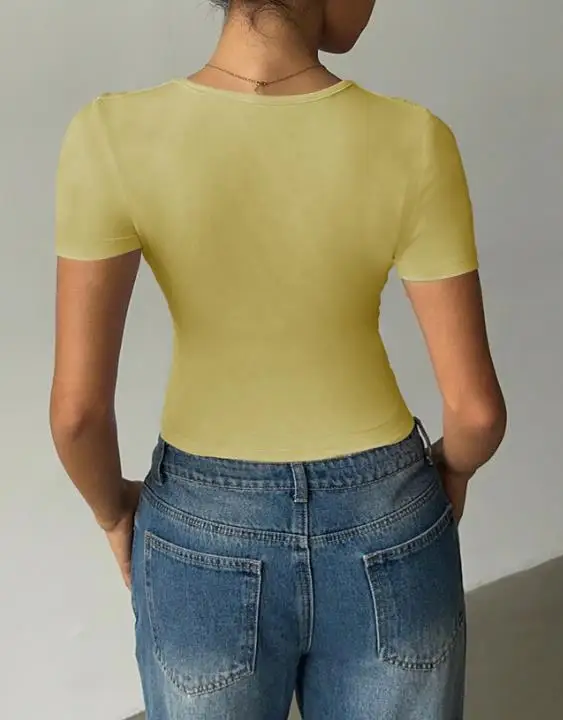 

Women Sexy Top Autumn and Winter Female Daily Clothing Sports Style Versatile Slim Fit Short Sleeve T-Shirt for Women's Clothing