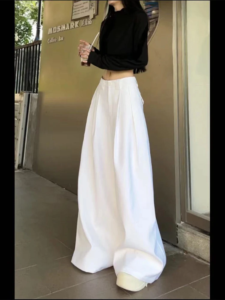 Women\'s White Baggy Pants Vintage Y2k Parachute Pants Harajuku Aesthetic Oversize High Waist Trousers 2000s Fashion Clothes 2025