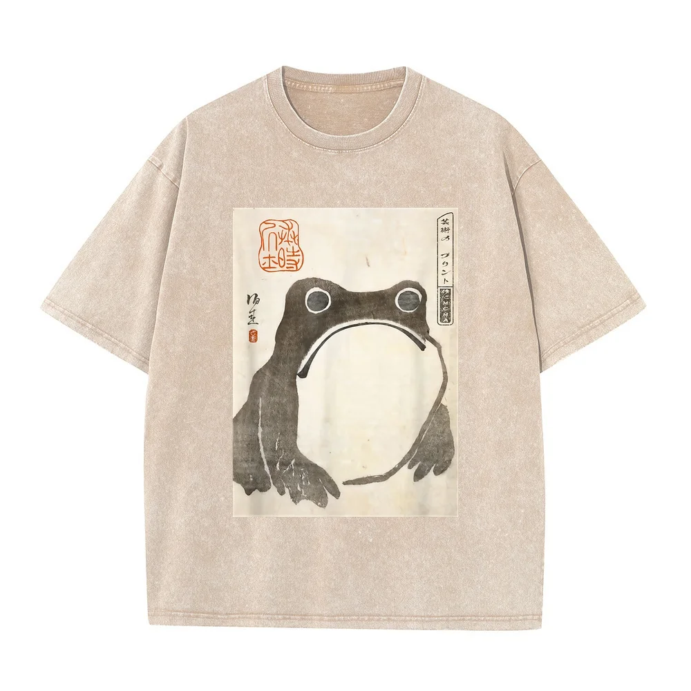 Grumpy Frog Japanese Art T-Shirt Unisex Adults/Kids Black Short Sleeve S Men Haikyuu Camisas De Hombre Plus Size Tee Shirt