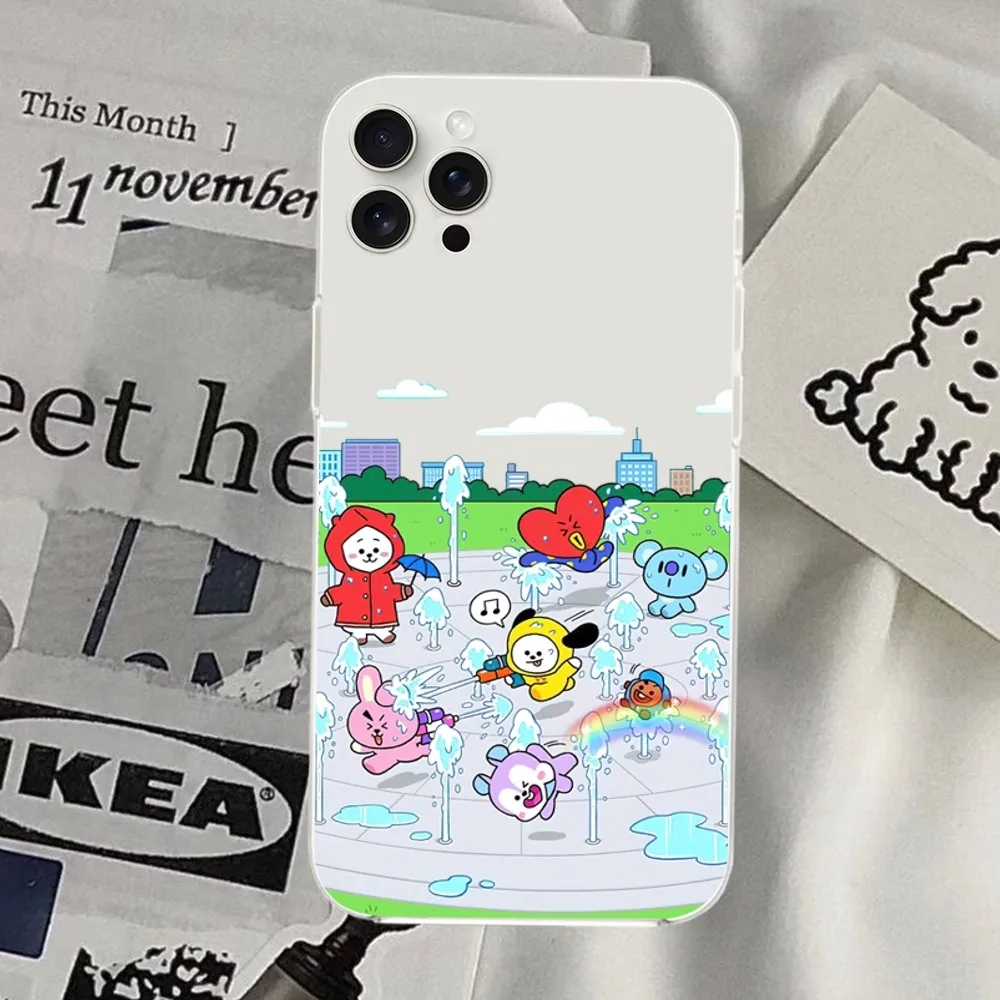 BEAST KINGDOM Cartoon B-BT21 Phone Case For iPhone Mini Plus 11 13 12 14 15 16 Pro XS Max Transparent Shell