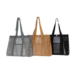 2024 New Korean Beach Bag Fashion Mesh Hollow Fitness Shoulder Bag Leisure Swimming Bag Travel Storage Washbag