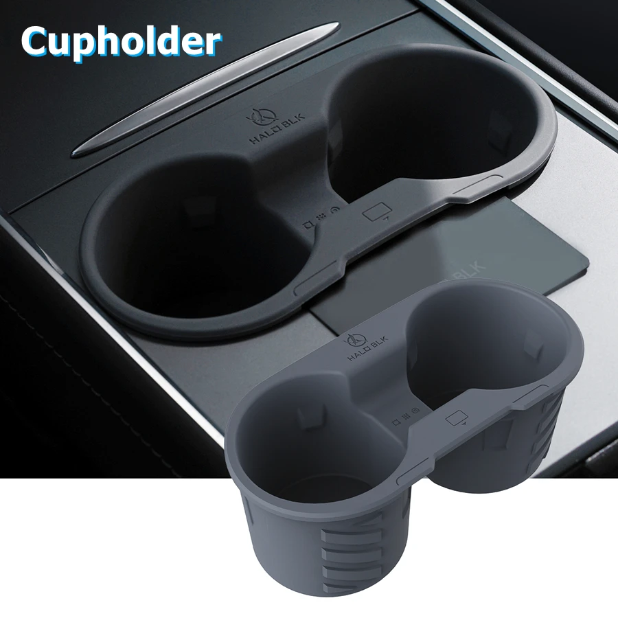 Organizzatore del vassoio della Console centrale a doppio strato in Silicone HALOBLK per Tesla Model Y Model 3 2023-2021 Cupholder Design brevettato