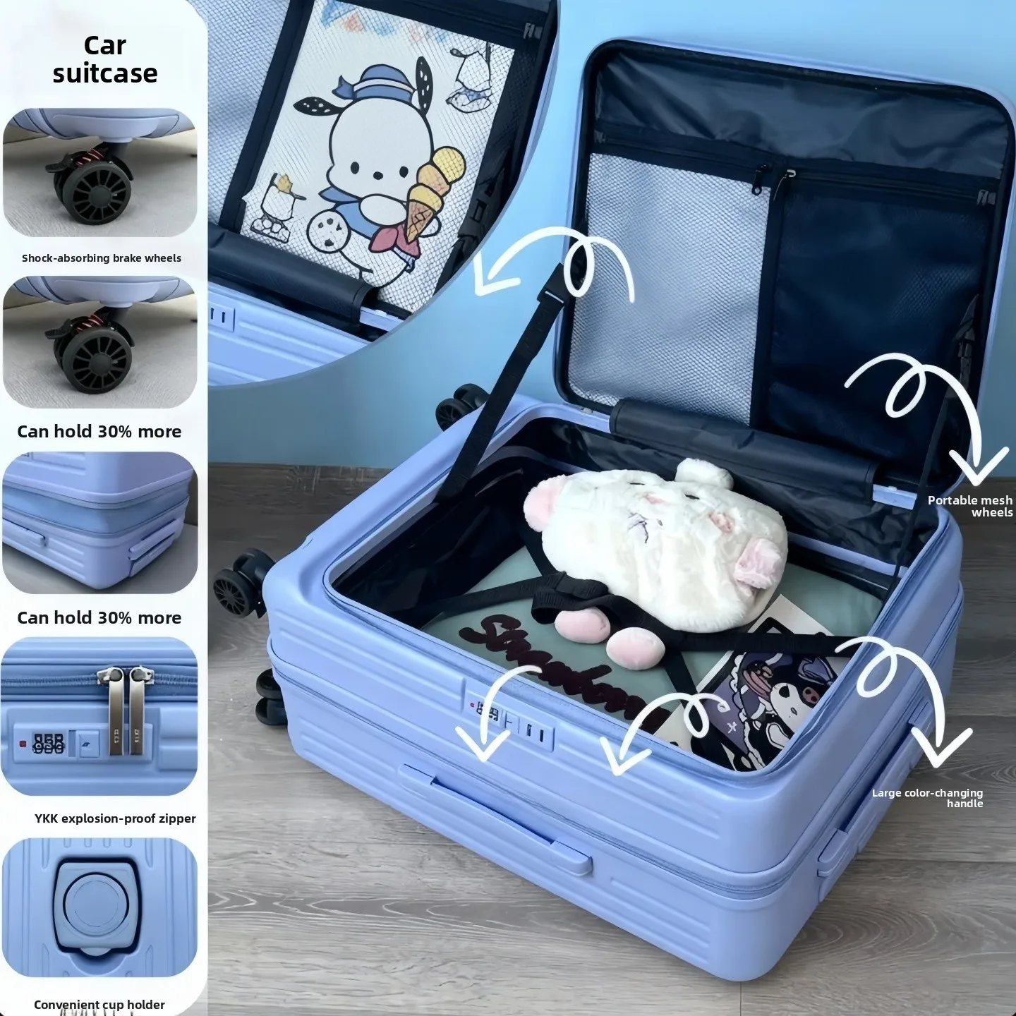 

Expandable Lage Carry-On Large Capaci Multi-Functional 20 Inch Women's Men's Travel Suitcase Hard ell Polyester Material