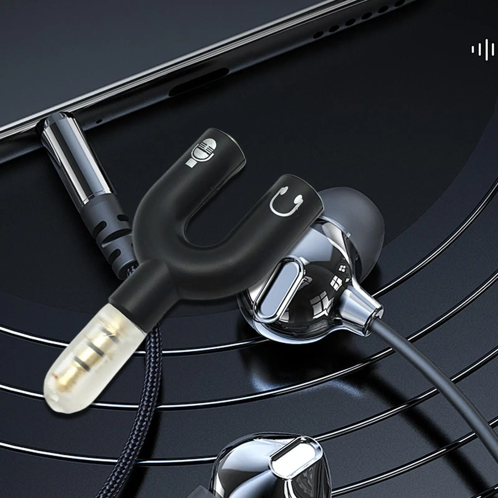 Headphone Splitter Adapter U shaped Stereo Audio Splitter Adapter for Laptop Ear Headset Cables Player Sharing