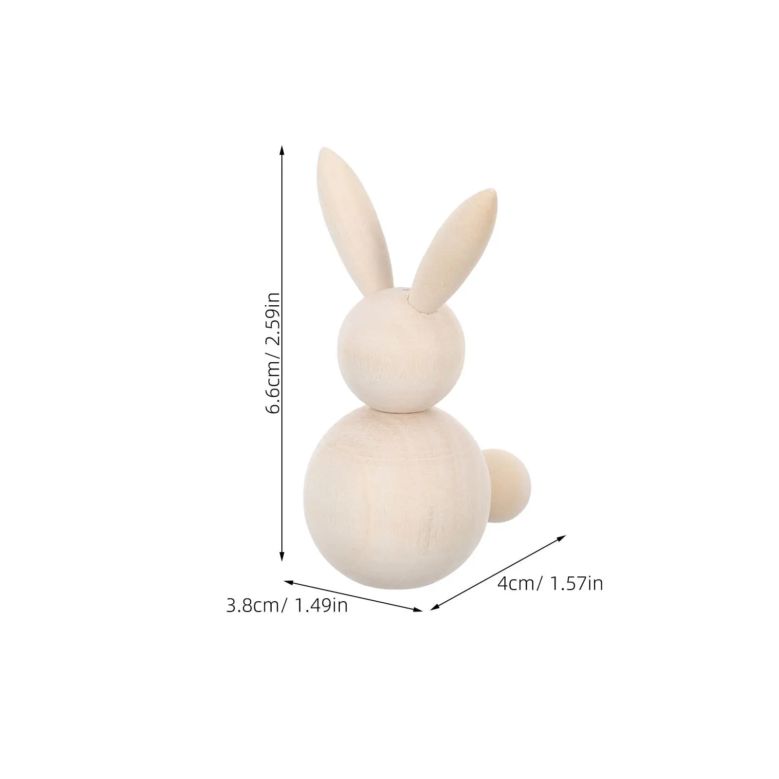 3Pcs Unpainted Wooden Bunny Peg Figures Eco Friendly Natural Wood Craft Supplies for Easter Party Decoration Spring Home Decor