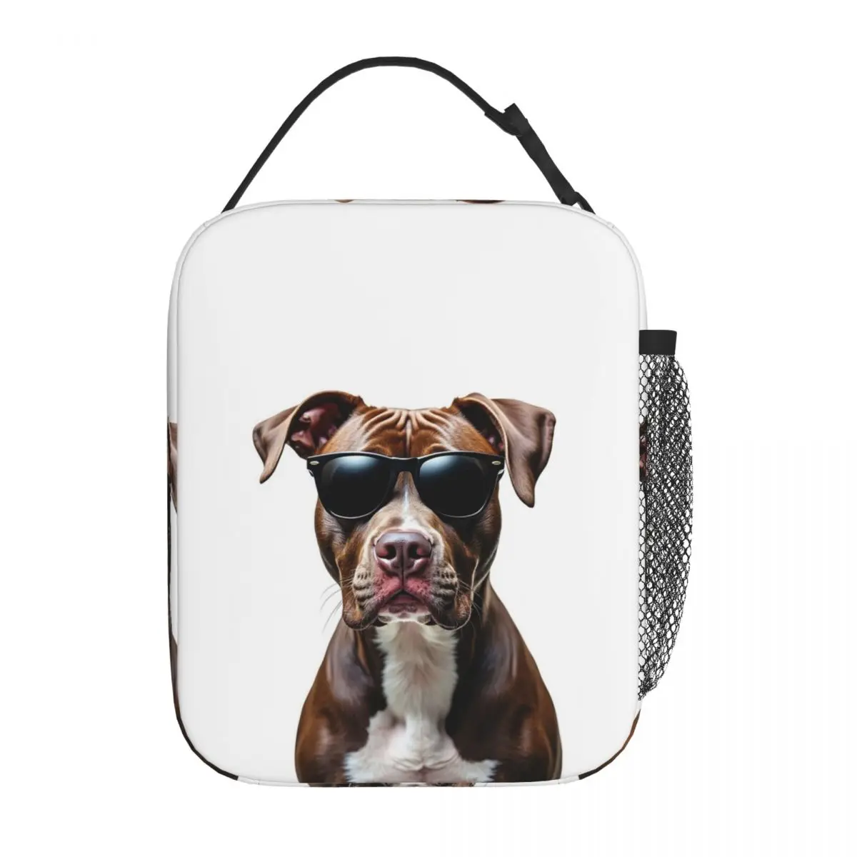 Funny Cool Pitbull Wearing Sunglasses Insulated Lunch Bag for Women Children Portable Food Boxes Thermal Lunch Box Tote