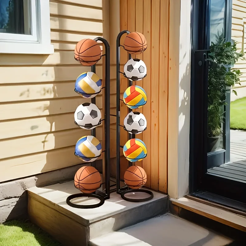 ผู้จัดงานกีฬาแบล็คเมทัล - ชั้นวางเก็บของทำจากวัสดุที่ทนทาน เหมาะสำหรับลูกบอลทุกประเภท