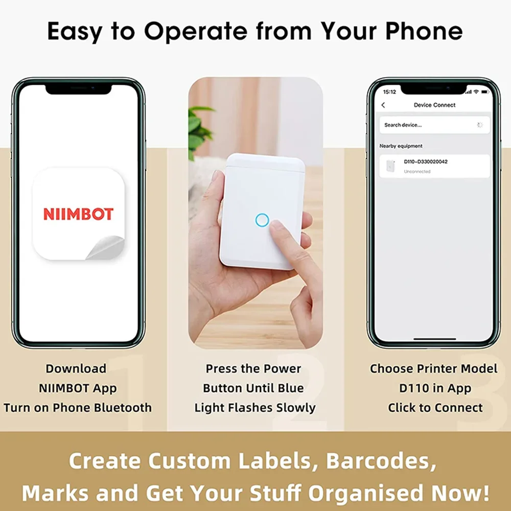 Niimbot D110 Mini Portable Thermal Printer Self-Adhesive Sticker Label Maker Pocket Printer Labeling Machine Bluetooth New D110
