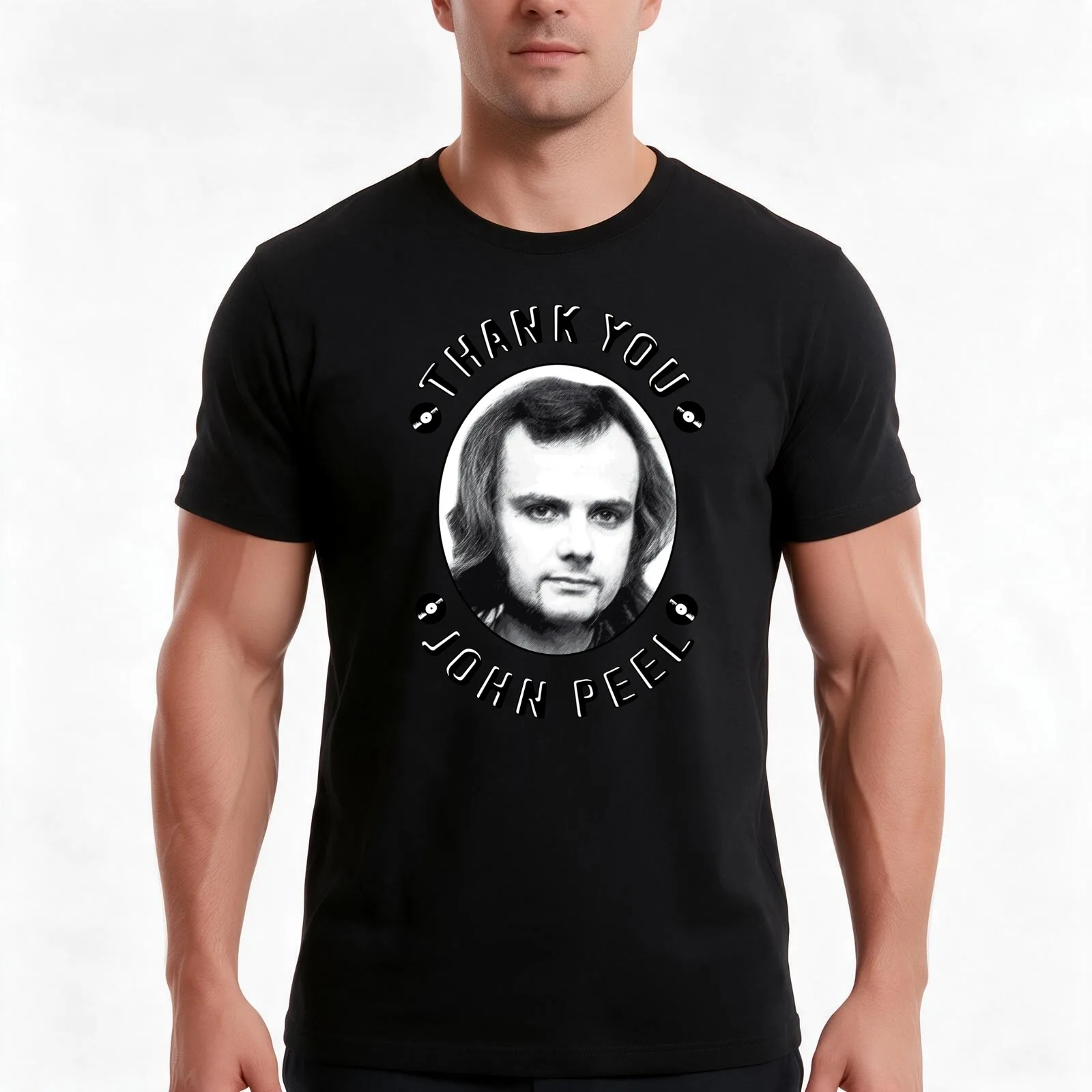 Thank You John Peel T-Shirt, Summer Casual Cotton Tee, Oversized Streetwear Tops, Vintage Graphic Print, Loose Fit Short Sleeve