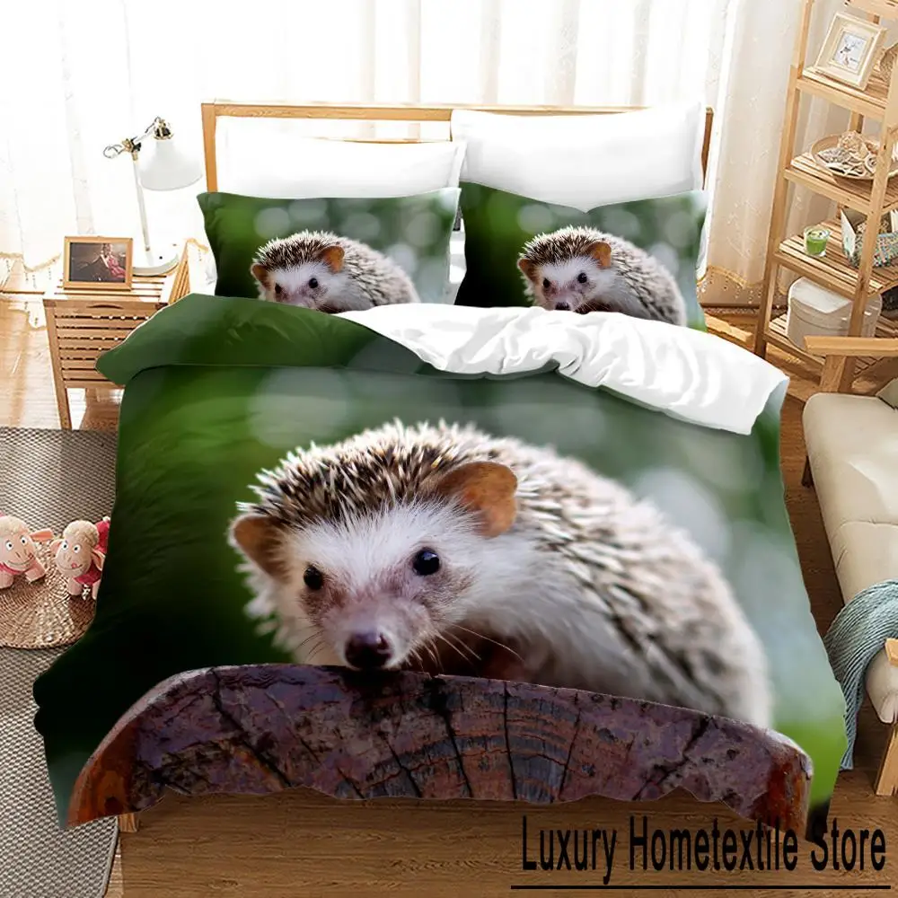 

Комплект постельного белья с милыми животными и ежами, удобный комплект пододеяльников с 3D принтом королевы, короля, домашний текстиль, украшение, пейзаж