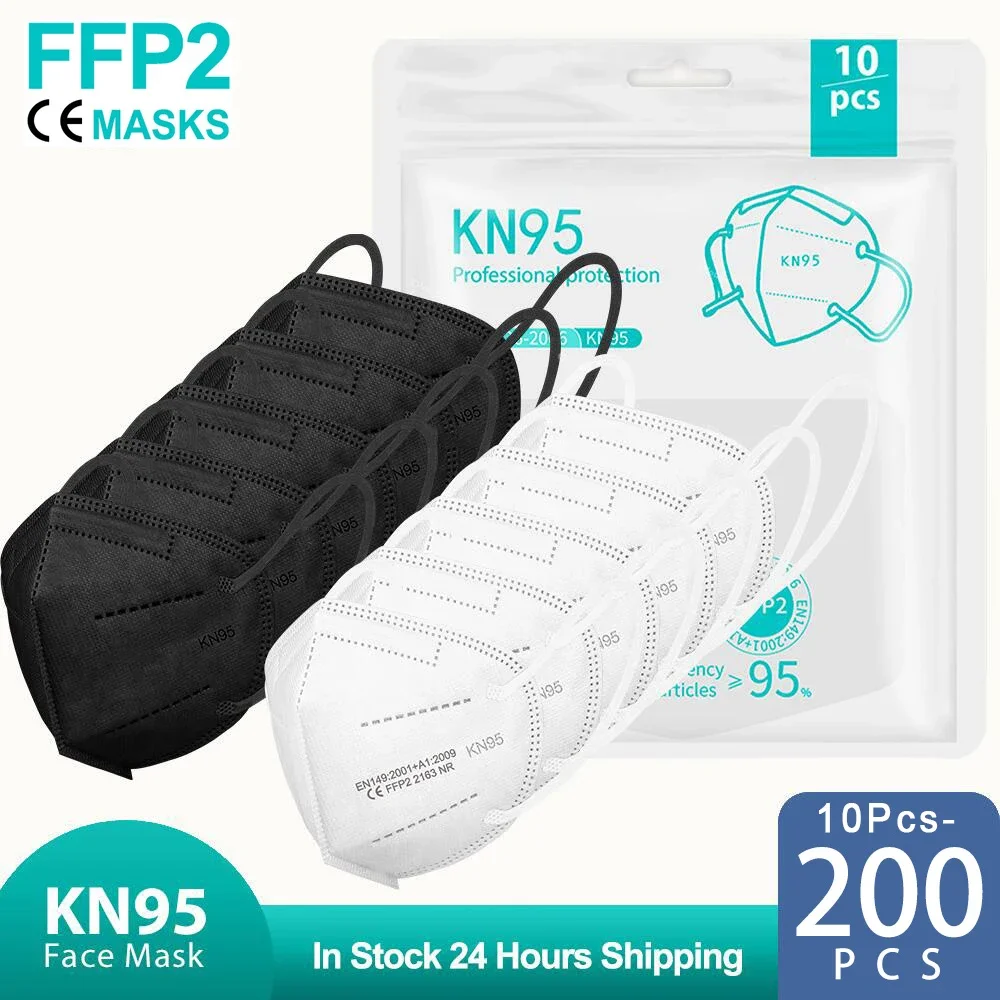 10-200 قطعة mascarillas fpp2 أسود KN95 CE معتمد FFP2 قناع الوجه mascarilla kn95 5 طبقات غير المنسوجة الكبار ffp2 قناع kn95 قابلة لإعادة الاستخدام #1