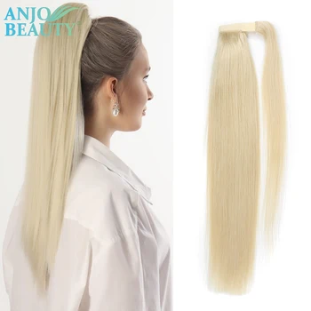Straight Ponytail Extensão Do Cabelo Humano, Clip in, brasileiro, Remy, Wrap Around, Drawstring, Head Wear, Natural