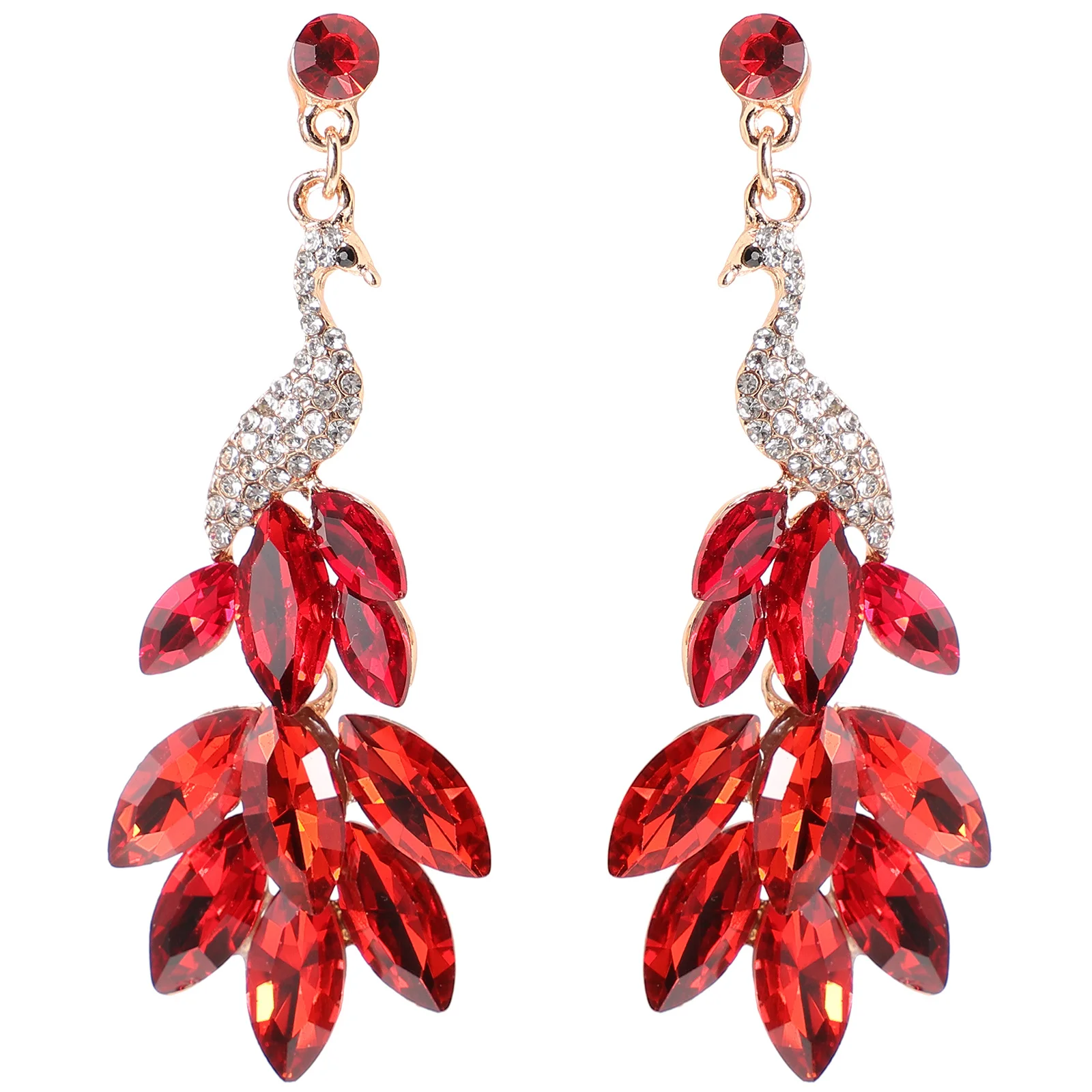 

1Pair Peacock Earrings Lightweight Elegant Dangle for Women Party Daily Wear Rhinestone Jewelry Peacock Earrings