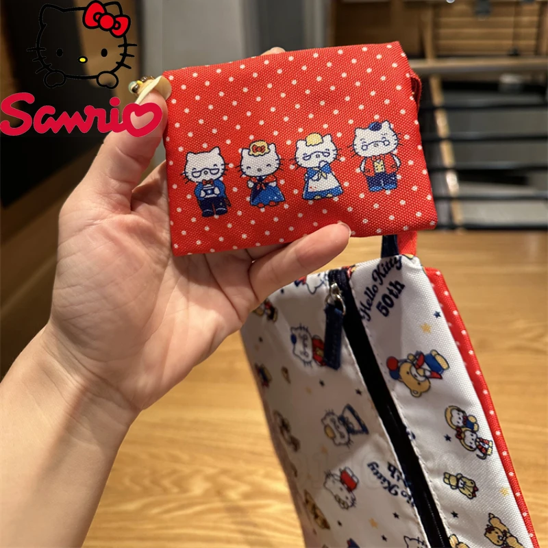 MINISO Hello Kitty New 3-piece Coin Purse Cartoon Cute Women's Coin Purse Fashionable Portable Cosmetic Bag with Large Capacity