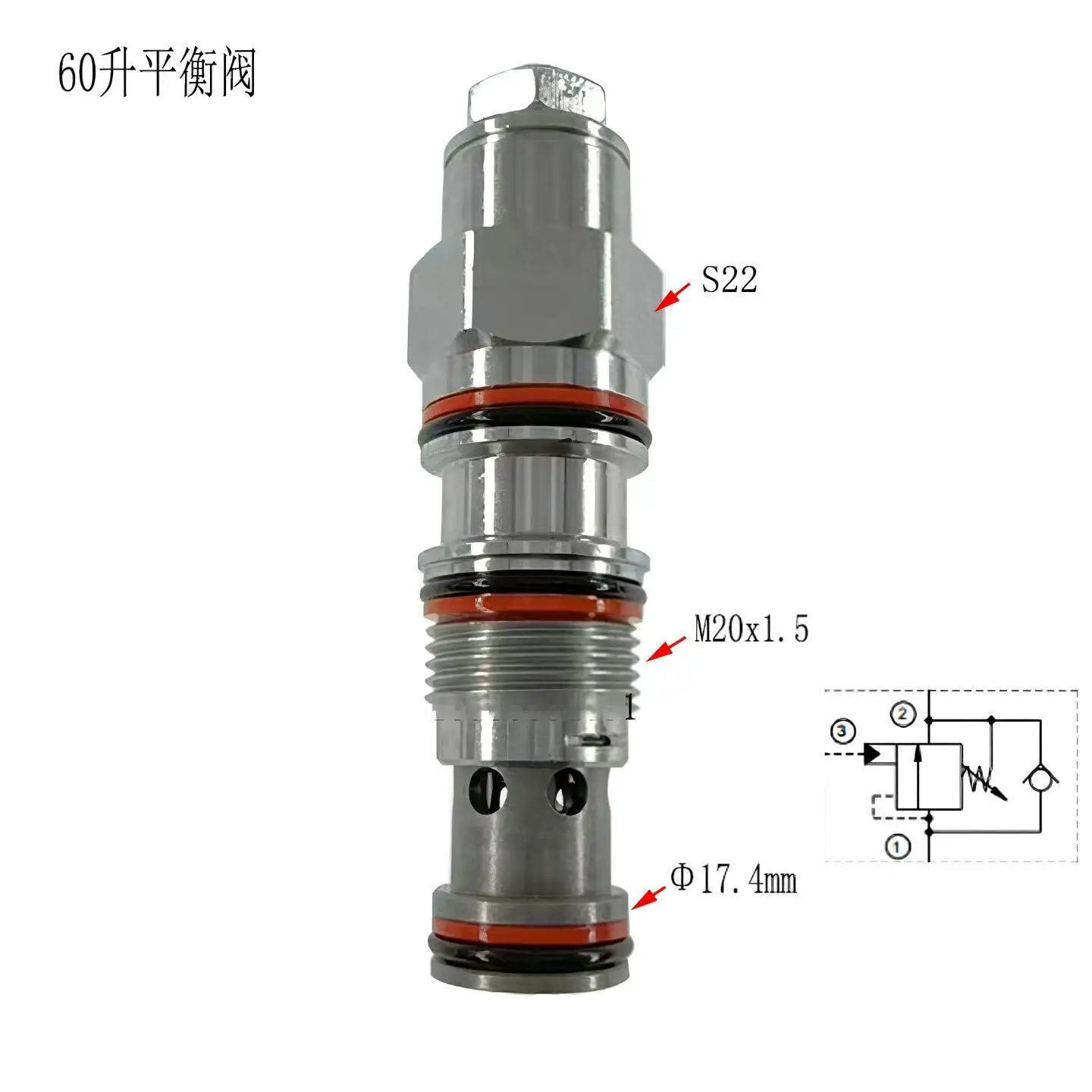 Cartridge Counterbalance Valve CBGA CBCA CBEA, 60‑480L/min Load Holding Valve for Winch Grapple Marine Cylinder