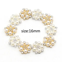 Fashion 16mm Alloy Pearl Rhinestone Button Flower Heart Ornament DIY Clothing Hair Accessories Jewelry Creative Clothing Bow Acc