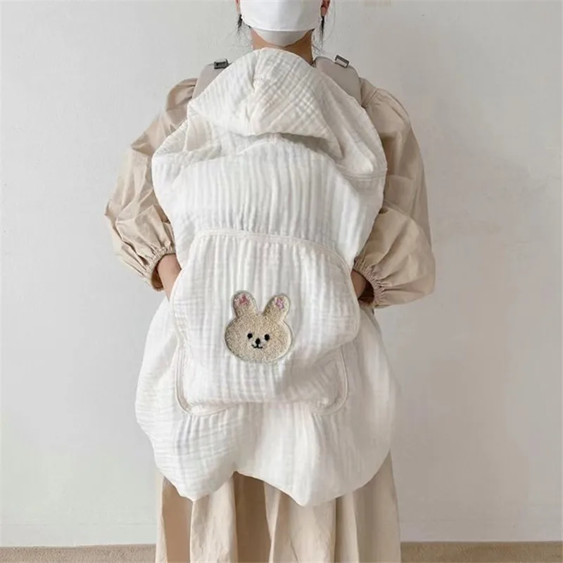 Manta multifuncional para portabebés, manta para cochecito a prueba de viento con bonitos dibujos coreanos, antimosquitos, chal para recién nacido