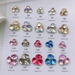 20pcs Round Pointed Bottom Crystal Diamond 4/6MM Nail Rhinestone Decorations Multicolour Sparkling Manicure Accessories