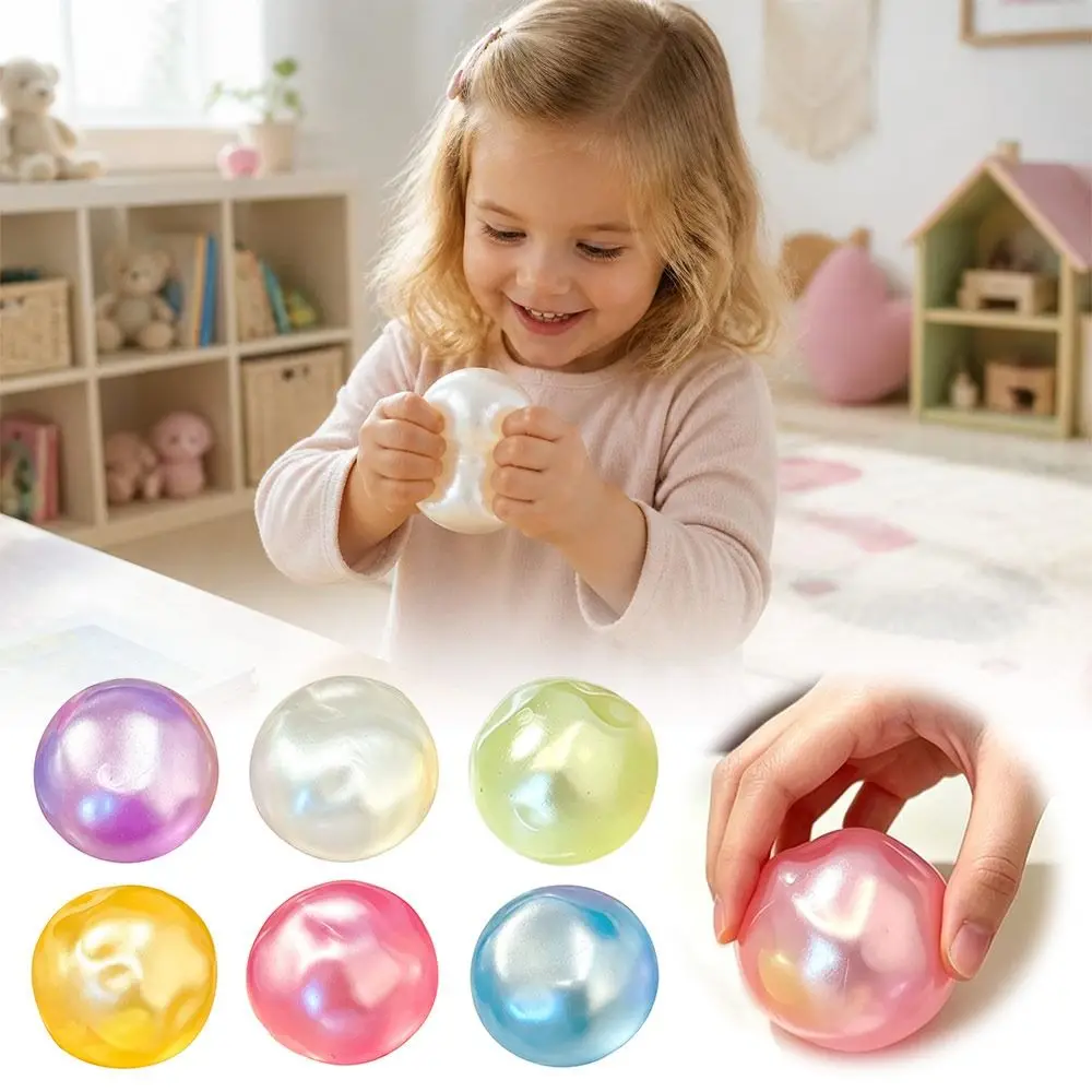 Soft Touch Round Stress Ball Moldable Pearlescent Finish Coconut Oil Squishy Ball Ball Shape Non-Rebound Stress Relief Ball