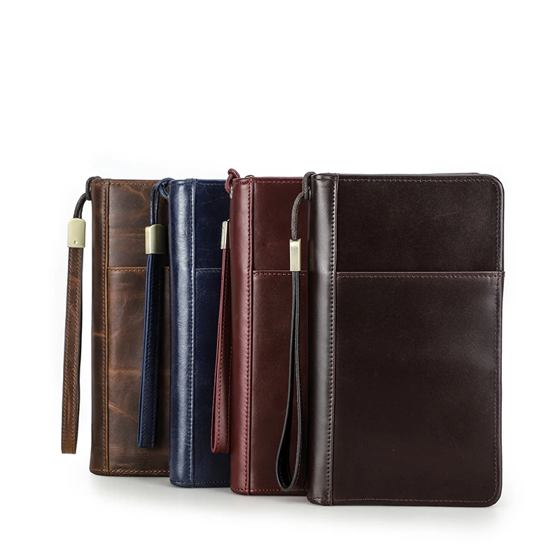 CONTACT\'S Genuine Leather Men Passport Cover with Pen Slot Family Passport Travel Wallets ID Card Bag Organizer Document Pouch