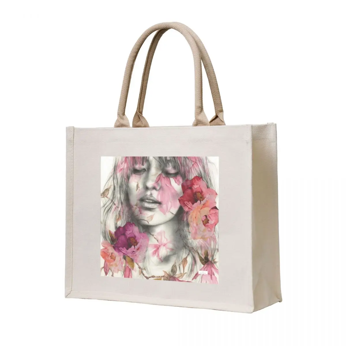 

Nectar' illustration of a women with pink flowers Tote Bag Big bag women tote bags men tote bag screen