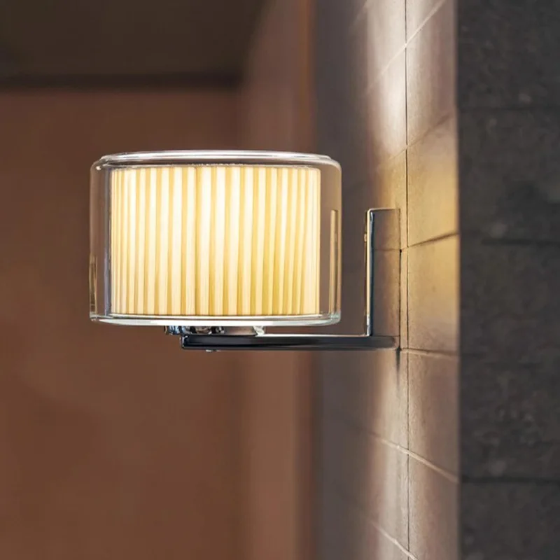 Carbon Steel Tricolor Wall Light Corridor Bedroom Bedside Wall Lamp Modern Minimalist Glass Mood
