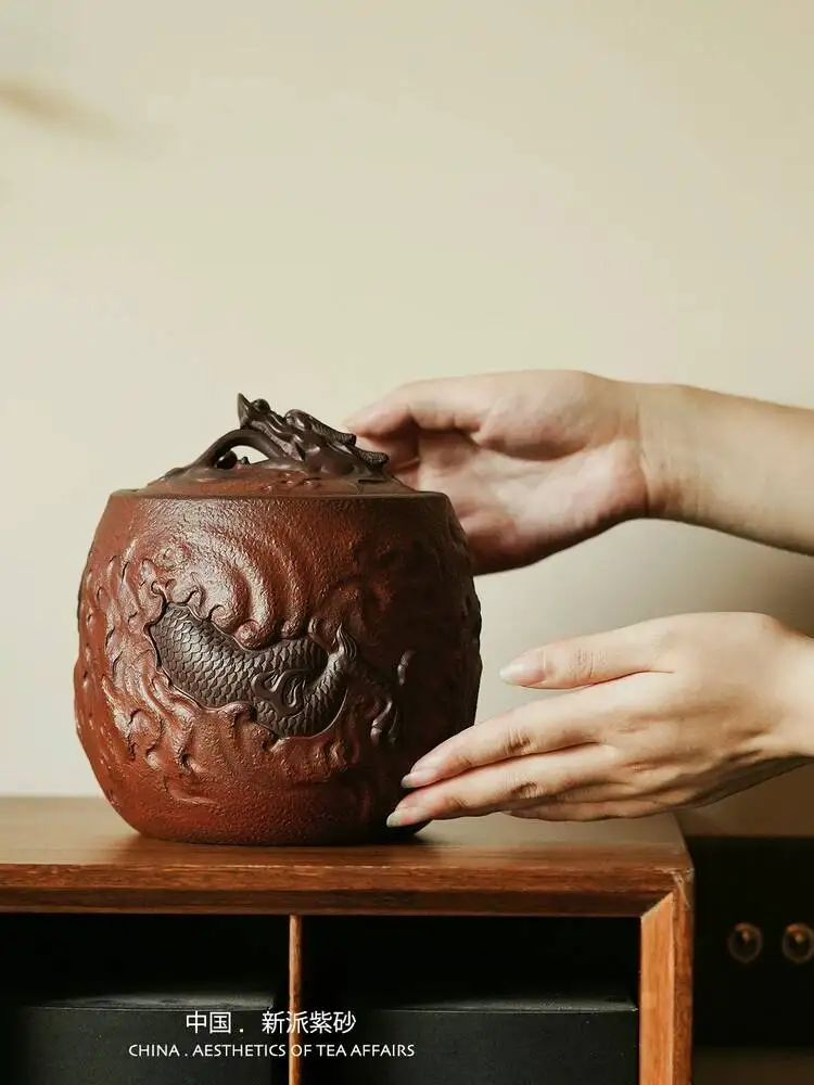 A Dragon Seal·Transportation Purple Clay Canister With Airtight Seal High-End Craft Level / Tea Storage Gift