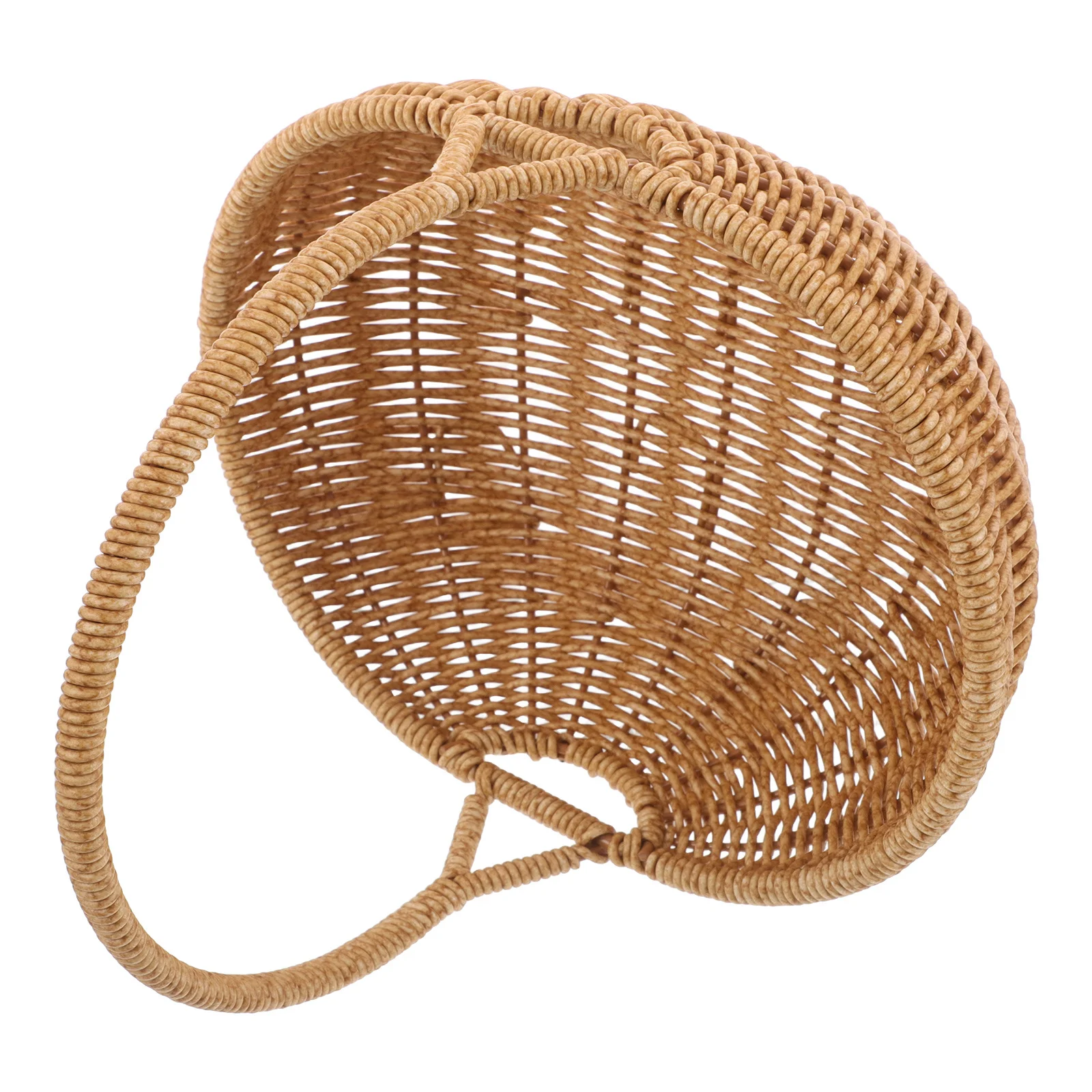

Imitation Rattan Basket Light Brown Multipurpose Fruit Vegetable Flower Storage Container Household Decor Harvest Picnic