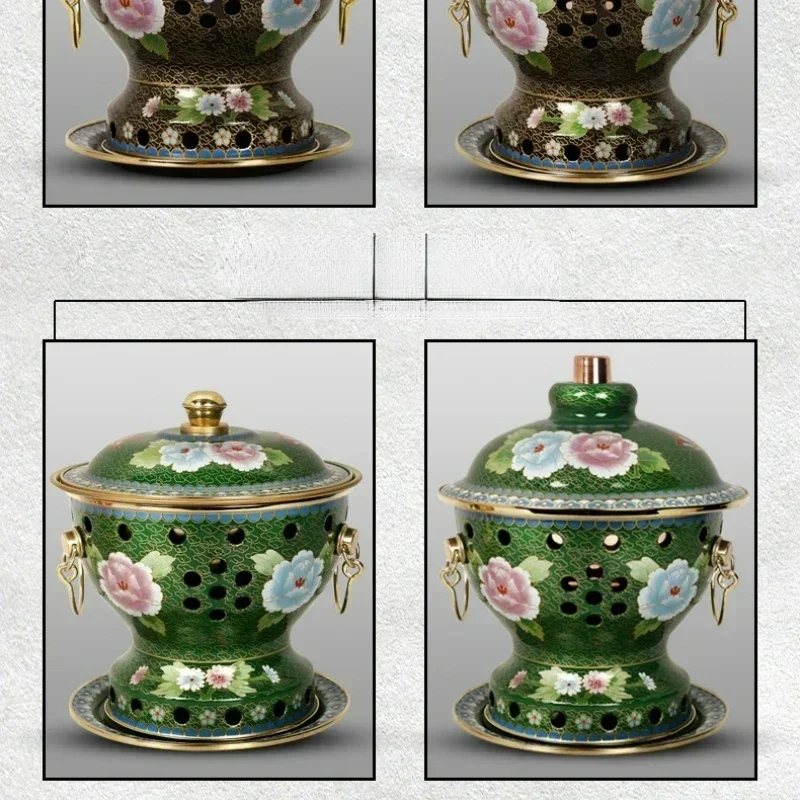Eco-Friendly Cloisonne Copper Hot Pot Single Meal Design Oil & Alcohol Compatible Premium Red Hotpot with Elegant Design