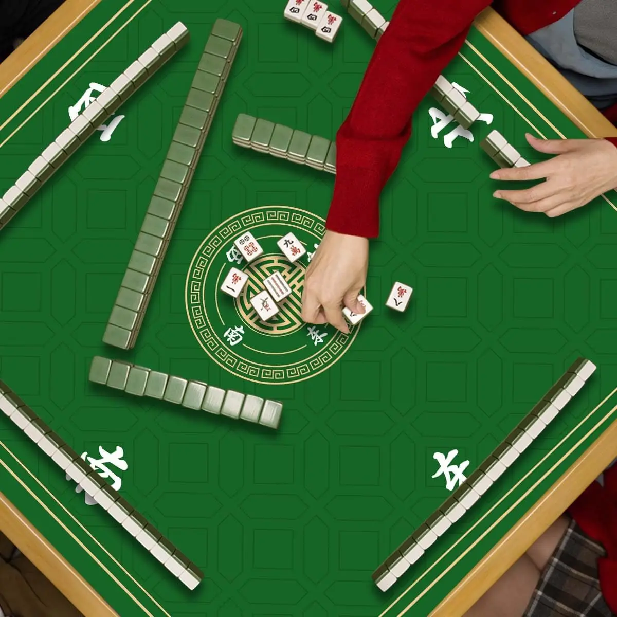 Mahjong Mat 80cm Non-Slip Noise Reducing Game Mat with Cloth Bag Suitable for Mahjong Dominoes Solitaire and Other Games