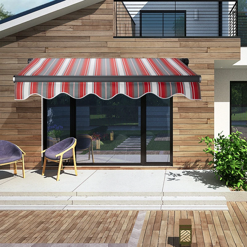ATV&UTVWholesale Outdoor Garden Retractable Awning Aluminum Frame Folding Arm Balcony Manual Operation Polyester Fabric Waterpro