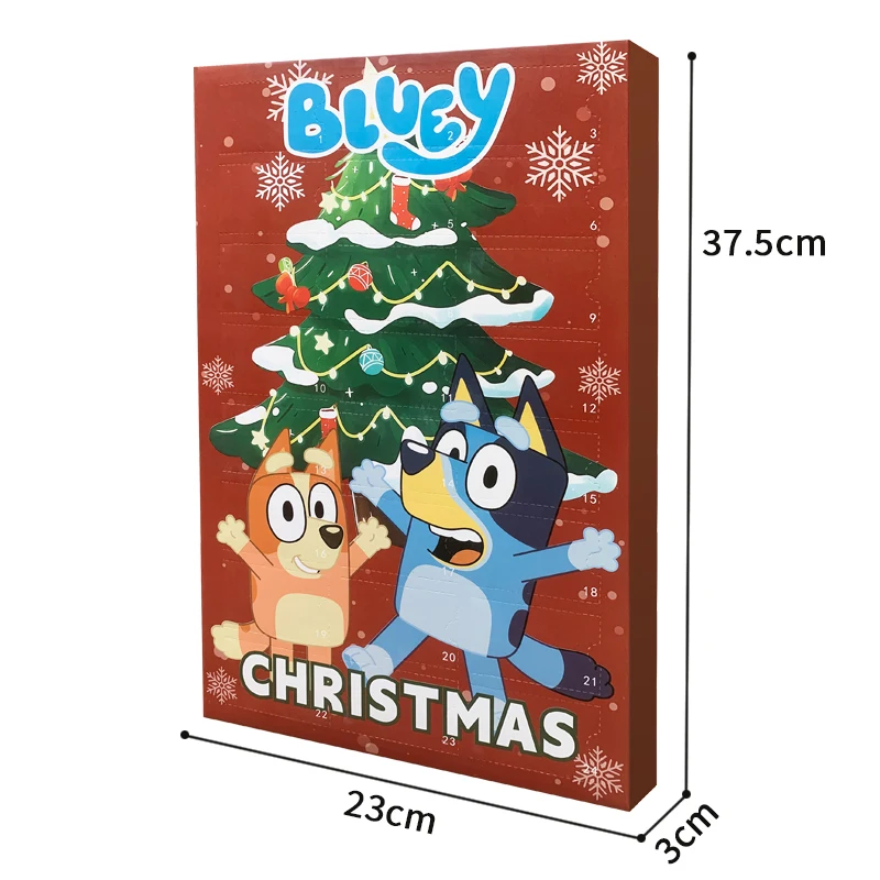 Bluey Advent ปฏิทินสไตล์ใหม่อะนิเมะของเล่นคริสต์มาส 24 วันปฏิทินนับถอยหลังน่ารักการ์ตูนตุ๊กตา Badge ของขวัญเด็ก