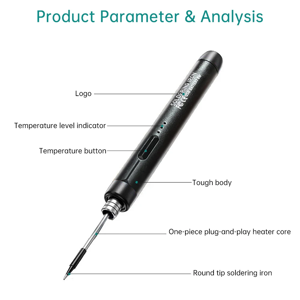 Wireless USB Electric Soldering Iron Portable Type-C Mini Charging Solder Iron Set Hand Repair Welding Tools 8W