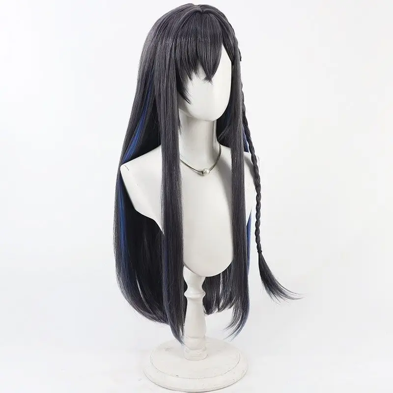 Virtual YouTuber Ichinose Uruha Cosplay Wig 70cm Dark Gray Mixed Blue Heat Resistant Synthetic Hair