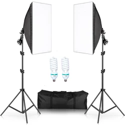 Kit de iluminación Softbox para fotografía, lámpara LED profesional, equipo de sistema de luz continua para estudio fotográfico, 50x70CM, 45/70/135w