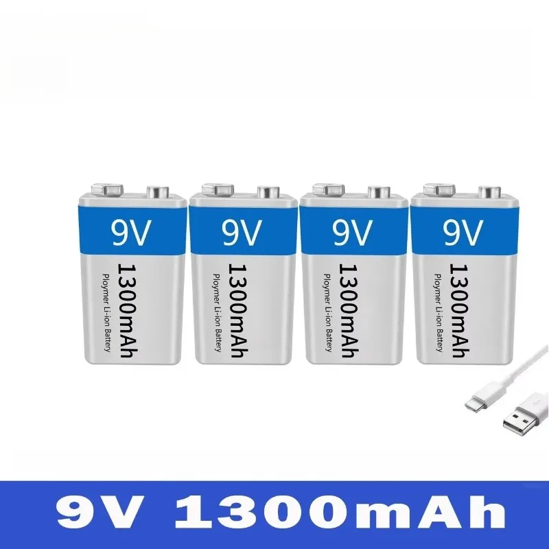 9 فولت 1300 مللي أمبير بطارية ليثيوم أيون قابلة للشحن مايكرو USB بطاريات 9 فولت ليثيوم لعبة ميكروفون متعدد التحكم عن بعد KTV استخدام