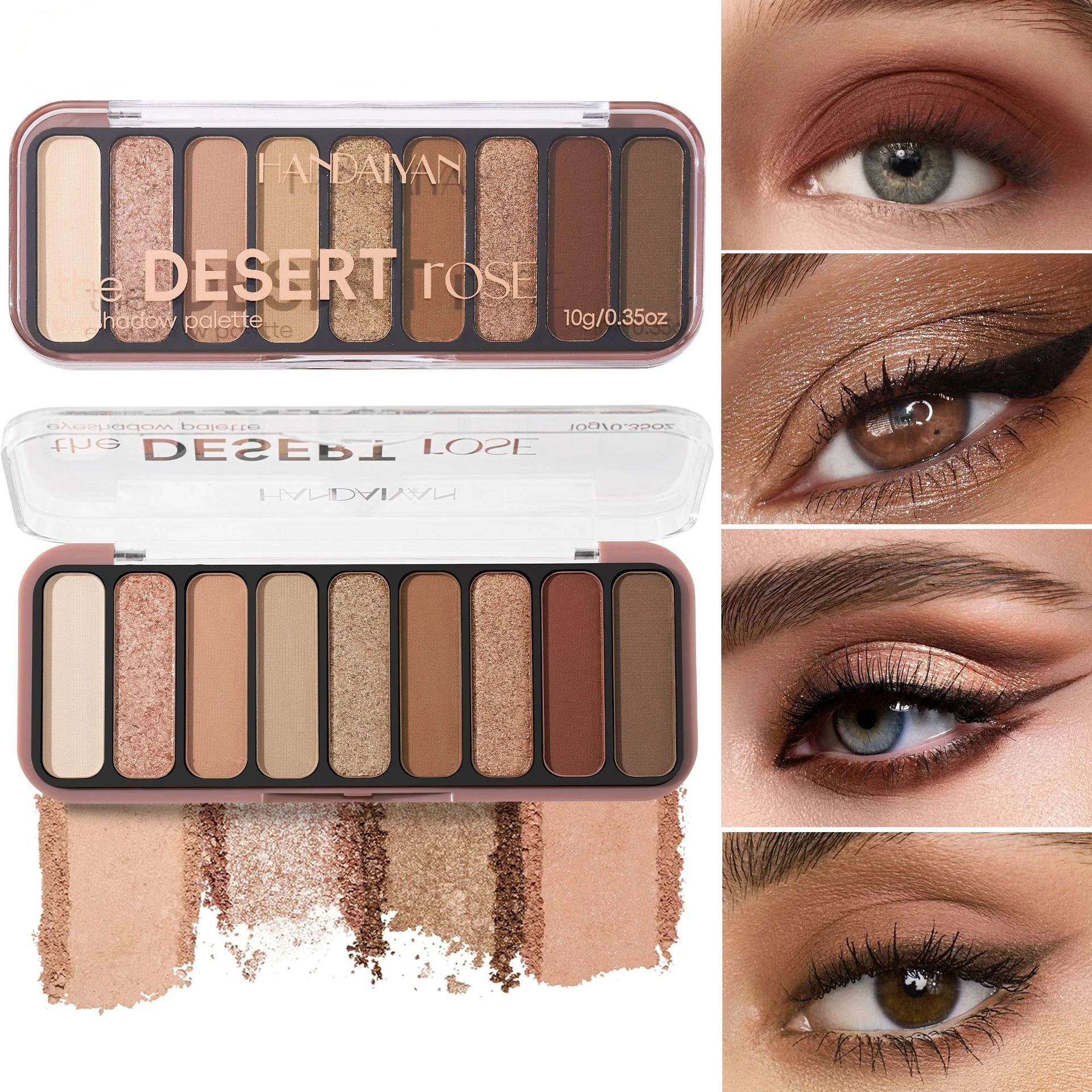 Palette de fards à paupières à paillettes fines, 9 couleurs, mat et nacrées, imperméable et Durable, ton terre, facile à appliquer pour le maquillage quotidien/fête