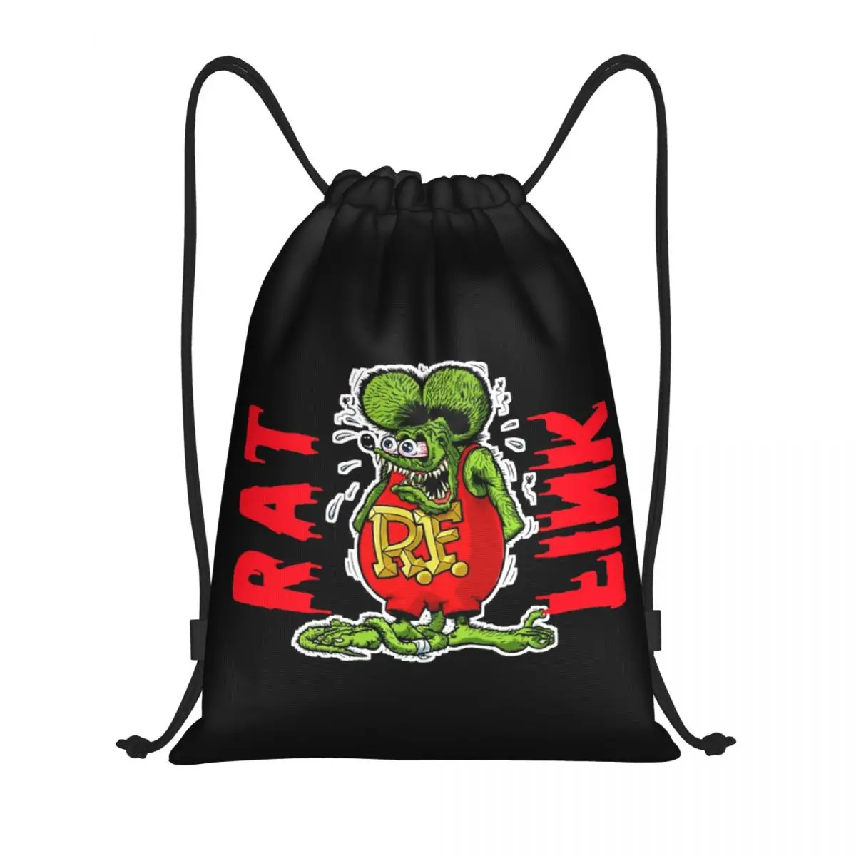 

Рюкзак Rat Fink на шнурке для женщин и мужчин, спортивный рюкзак для спортзала, складная тренировочная сумка с комиксами и героями мультфильмов